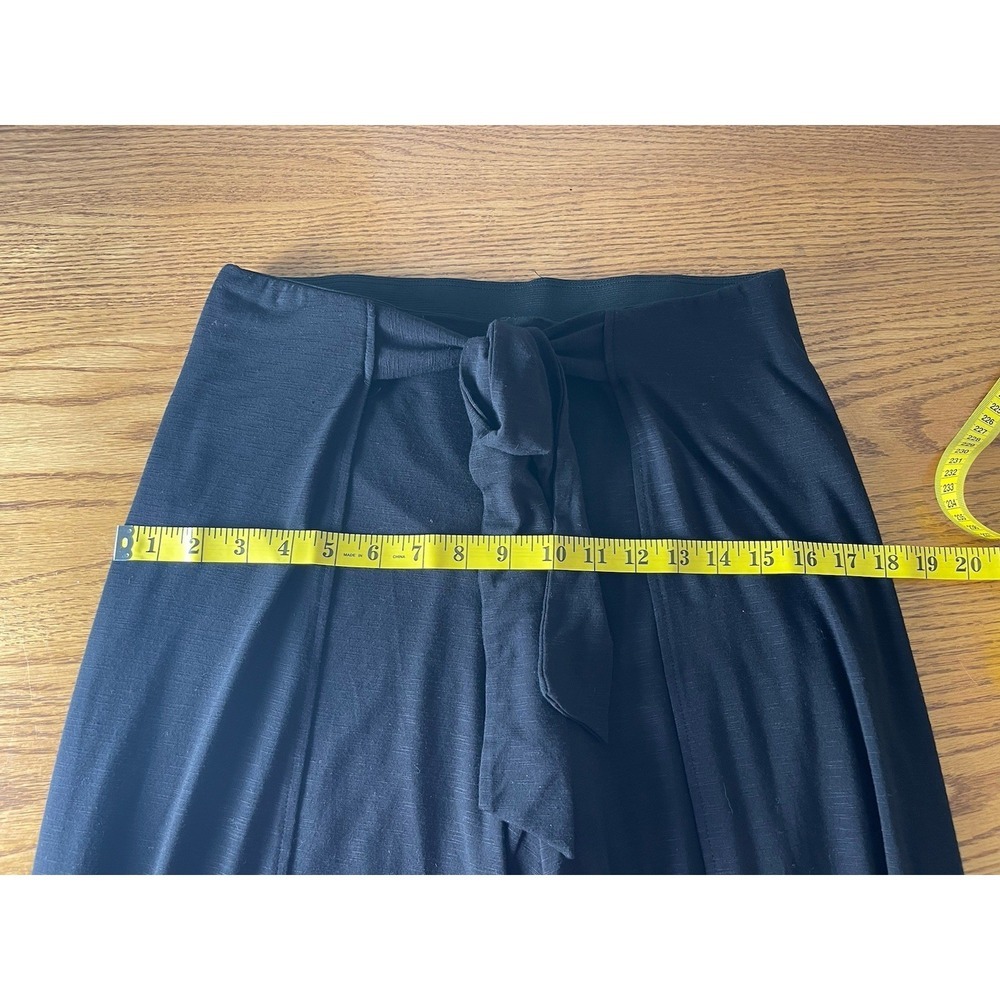 White House Black Market Slub Knit Wrap Wide Leg Cropped Black Pants Small - Picture 9 of 14